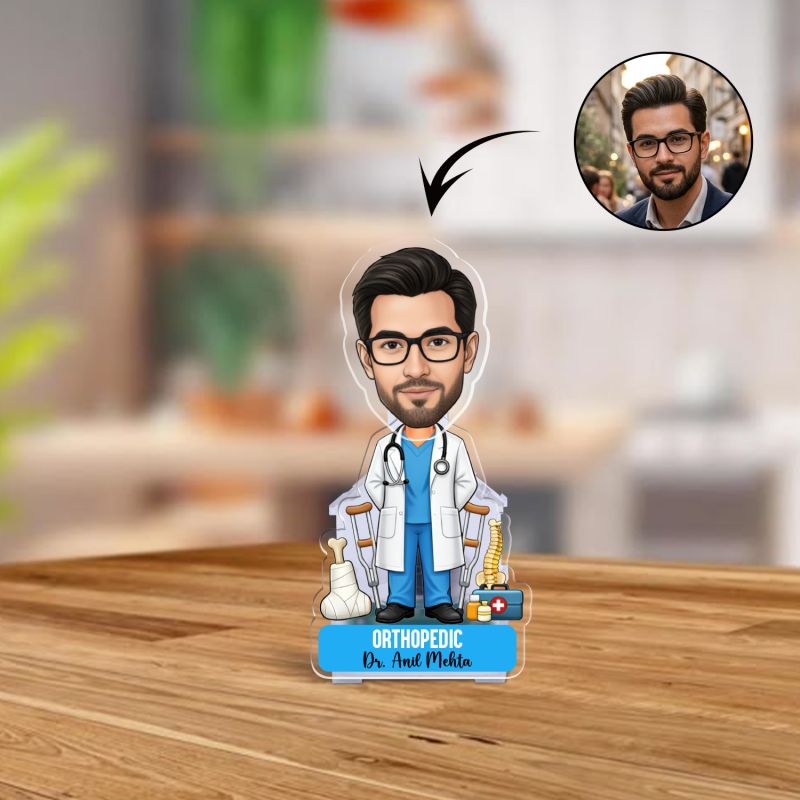 Personalized Orthopedic Doctor Bobblehead Caricature Ideal Gift for Doctors, Graduation, or Clinic Desk Decor Gift for Orthopedic Surgeon Battery Powered Moving Head Feature